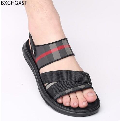 Beach Shoes Man Black Beach Sandals Men Summer Shoes Men Sandals Leather Luxury Sandals for Man Outdoor Zapatos Sandalias Hombre