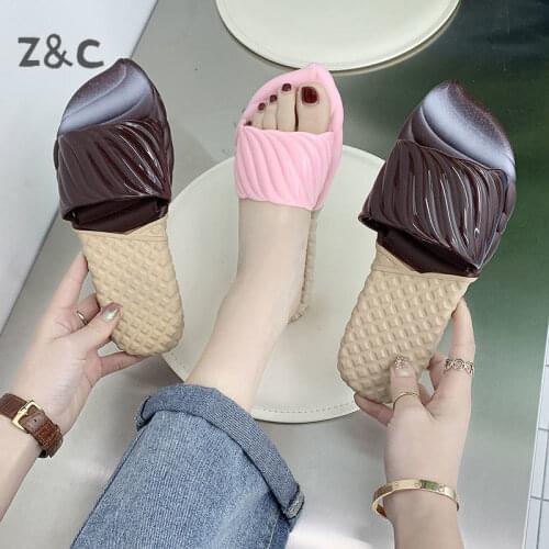 Cool Slippers Summer Antiskid Female Household Fashion Ins Ice Cream Indoor Lovely Quiet Women Shoes Young Girls Sandals 2020