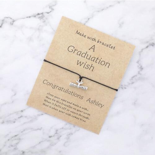 Make A Wish 2019 Graduation Bracelet Adjustable Lucky Graduation Wish Bracelet for Women Men Student Graduate Jewelry Gift