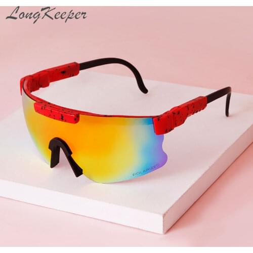 LongKeeper TR90 Oversized Rimless Polarized Sunglasses Men Women UV400 Outdoor Sports Eyewear Mirror Goggles Gafas De Sol Hombre