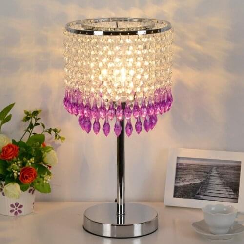 Modern simple crystal table lamps luxury for restaurant living room bar red purple green pink romantic bedside wall lights