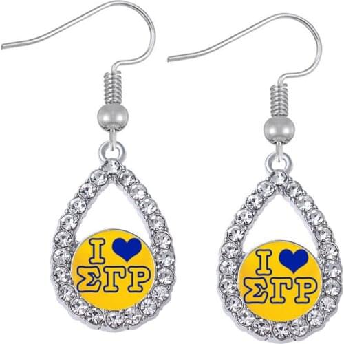 Sorority sticker i love sigma gamma rho greek earring college student society organization greece hook earring gift