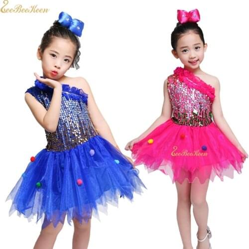 Dance costume Girls Modern Dance Sequin Stage performance Show Clothes Chorus Suit Children Jazz Dance Dress For Kids