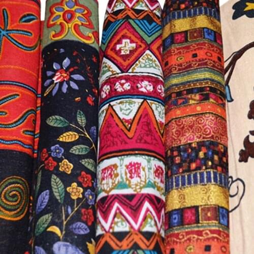 Vintage Folk Style Cotton fabric printed retro cotton and Linen Fabric by meter for sewing upholstery crafts Material