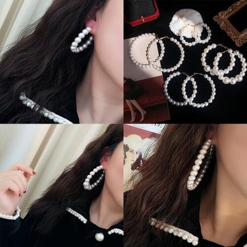 High Quality Imitation Pearl Earring Hoops Fashion luxury Earrings 2021 Simple Long Girls Fine Pearl Earrings for Women Jewelry