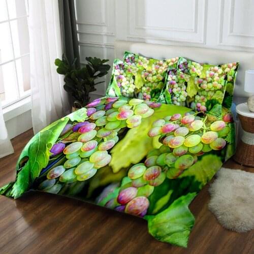 High-grade 3D bedding sets bedsheet Duvet Pillowcase bed cover Twin king Queen Bed Linen Custom size Grape Pattern decoration