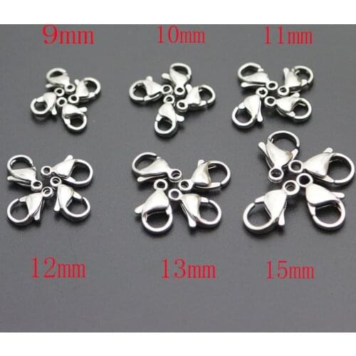 Wholesale 316 Stainless Steel Silver Lobster Clasps Claw Jewelry Hook Findings for Necklace Chain Bracelet