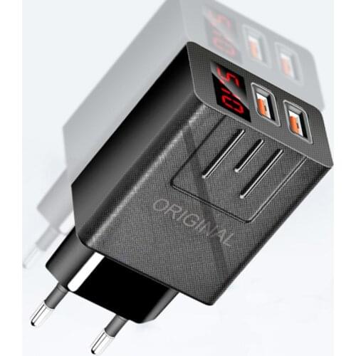 2.1A Phone Charger Digital Display Charger For Xiaomi 11 Samsung 2 Port USB Mobile Phone Travel Charger Adapter For Xiaomi 11