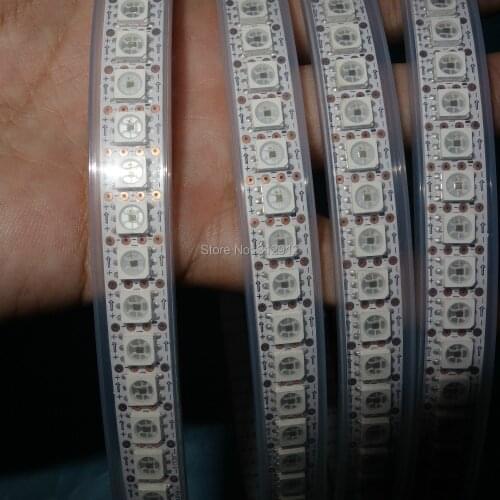 1m DC5V APA102 led pixel srip,IP33;144pcs APA102-5050 LED/M 144pixels;WHITE PCB,in silicon tube;with DATA and CLOCK seperately