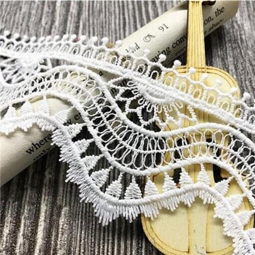 15 yds White Eyelash Lace Trims French Fabrics Hometexile Clothes Weaving Wrapping Ribbon Tape Wedding Dress Curtain Sewing
