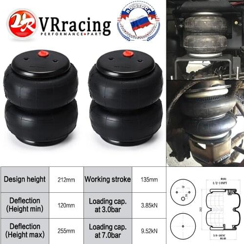 2 Pieces Standard 2600 lb Air Ride Suspension Bag Double Bellows 1/2"npt Single Port For Ford F150/F250