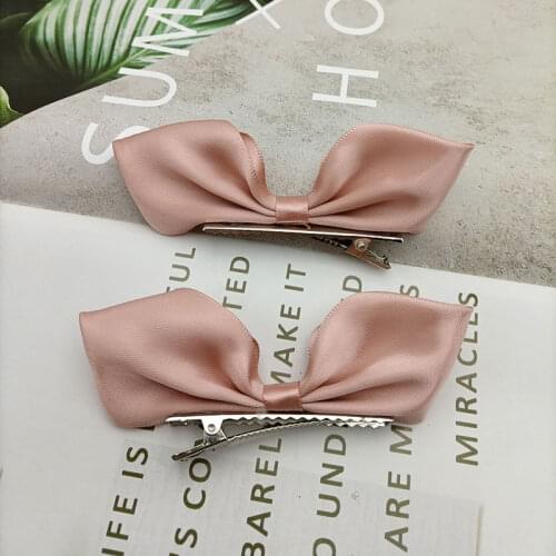 2pcs Ribbon Standing Hair Bows Clips Vintage Bowknot Side Hairpin Cute Girls Barrettes Headdress Hair Accessories for Women