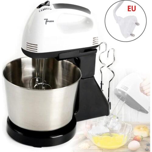 220-240V 7 Speed Automatic Whisk Hand Food Mixer Electric Stand Mixer Handheld Flour Bread Egg Beater Blenders with Bowl EU Plug