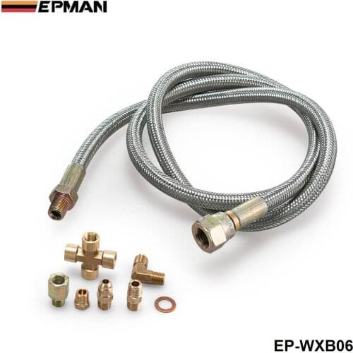 36"Braided Stainless Steel Turbo Charge 1/8 NPT Fitting Oil Feed Line For T3/T4 Turbocharge EP-WXB06