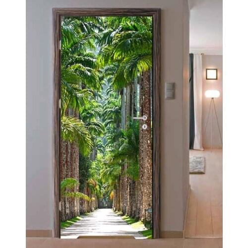 3D Tropic Forest Path Wall Art Door Mural Wallpaper Wall sticker Decal Wall Decal Photo self adhesive home decor accessories