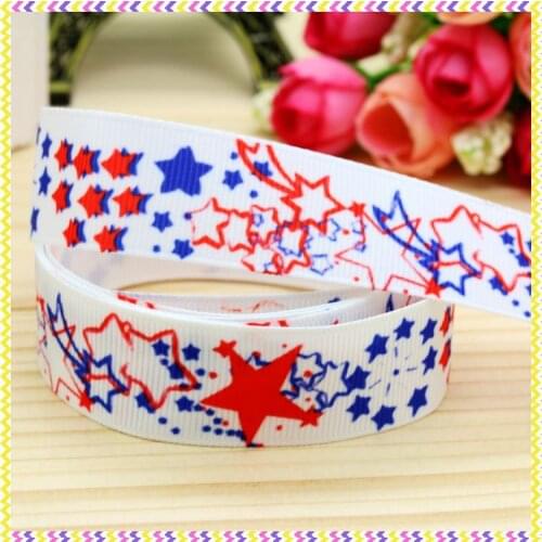 7/8'' Free shipping 4th july printed grosgrain ribbon hairbow headwear party decoration diy wholesale OEM 22mm P4149