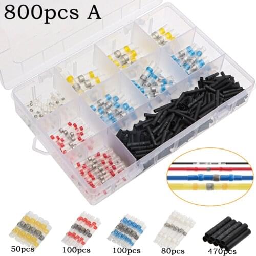 400pcs waterproof welding seal heat shrinkable wire butt terminal connector kit set