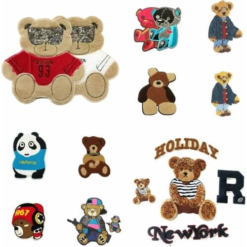 Garment accessory large embroidery big bear animal cartoon patches for clothing PA-34