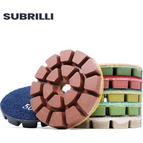 SUBRILLI 3" 7pcs Diamond Grinding Disc Floor Polishing Sanding Pads for Concrete Granite Marble Terrazzo Repair Renovation Discs