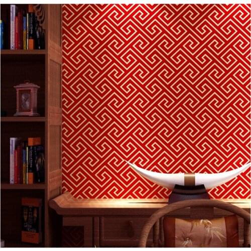 Beibehang New Chinese style wallpaper back pattern classical Zen Chinese style hotel living room big red TV background wallpaper