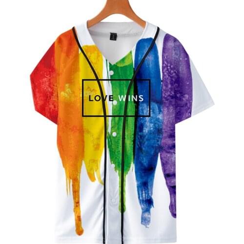 Hot Unisex Men Women LBGT Baseball T-shirt Lgbt Gay Love Lesbian Rainbow Baseball T-shirt Boy girl Short Sleeve Hip Hop Clothes