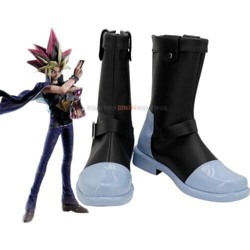 Duel Monsters Yugi Muto Mutou Cosplay Boots Black Shoes Custom Made