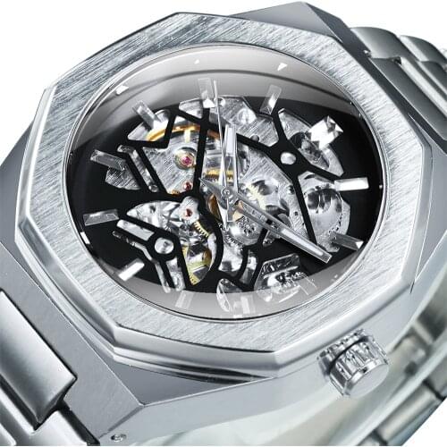 WINNER Official Military Automatic Watch Men Skeleton Mechanical Wrist Watches Stainless Steel Strap Fashion Chic relógio Clock