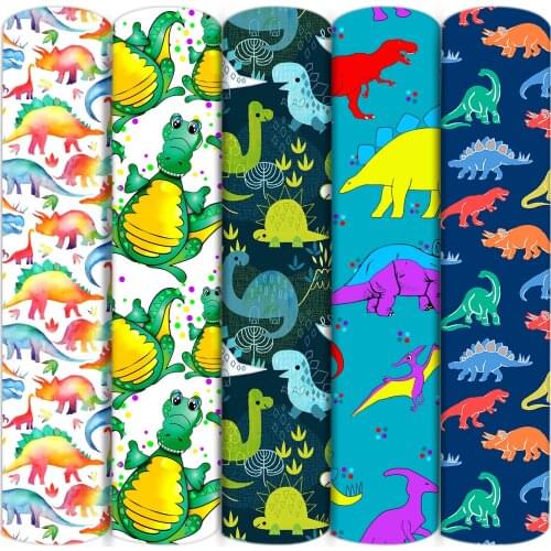 Dinosaurs Animals Polyester Cotton Fabric Patchwork Tissue Sewing Quilting Needlework Material DIY Handmade,1Yc16395