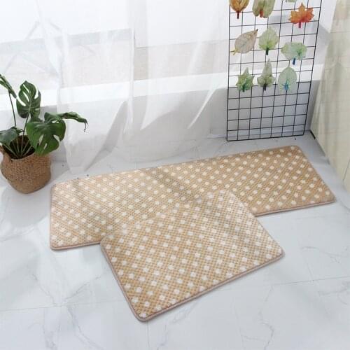 Two-piece Rugs Rectangle With Dot Flannel Thick Water-absorption Anti-slip Entrance Door Bathroom Bed Side Joker Carpet