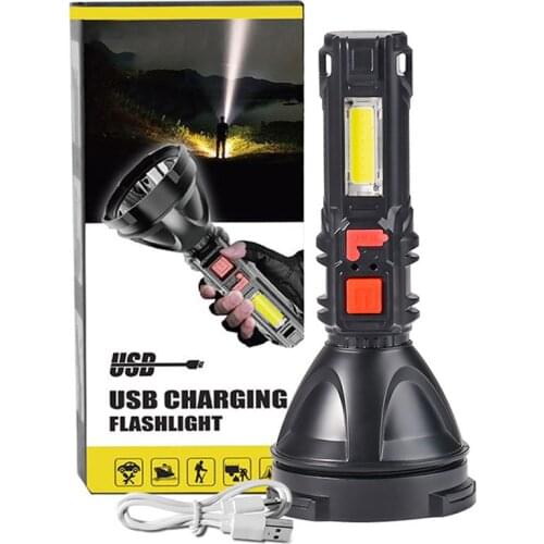 XANES 2000lm Flashlight COB Sidelight USB Rechargeable Portable LED Torch Powerful Spotlight Camping Lantern Searching Lamp