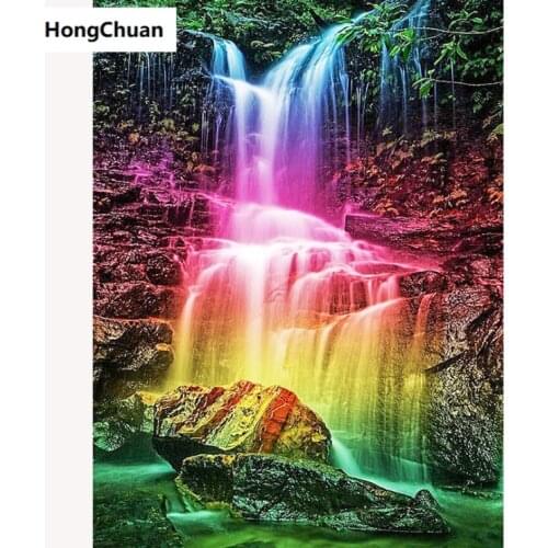 Colorful waterfall scenery mural 5D DIY round/square diamondpainting embroiderymosaic cross stitch home decorationnew year gift