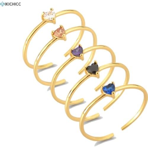 Kikichicc 925 Sterling Silver Colorful Heart Zircon Adjustable Ring Women Fashion Simple Finger Women Crystal Luxury Jewels