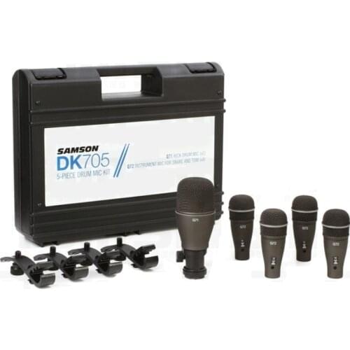 Samson DK705 5-Piece Drum Mic Kit include Q72 instrument mic & Q71 kick drum mic for performance and recording environments