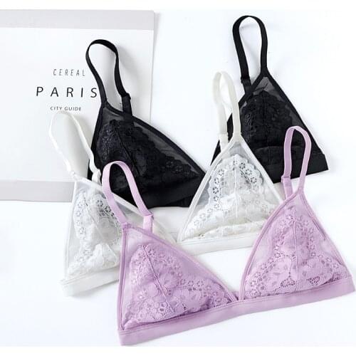 Lace bralette Ladies Thin Lace Bra Sexy Floral Translucent Bralet Underwear Women Lace Bralette Bra Wireless Seamless Lingerie