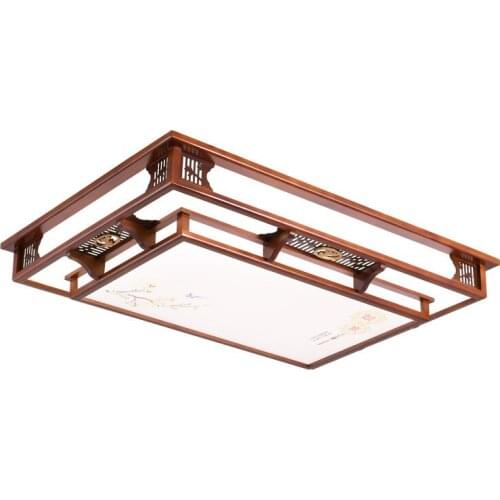 Chinese style living room lamp ceiling lamp led rectangular hall lamp Chinese style antique solid wood bedroom lamp