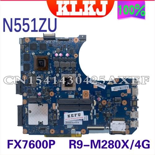 KLKJ N551ZU Motherboard For ASUS N551V N551Z N551ZU N551VW Laptop Motherboard A10-7400 CPU Test Work 100
