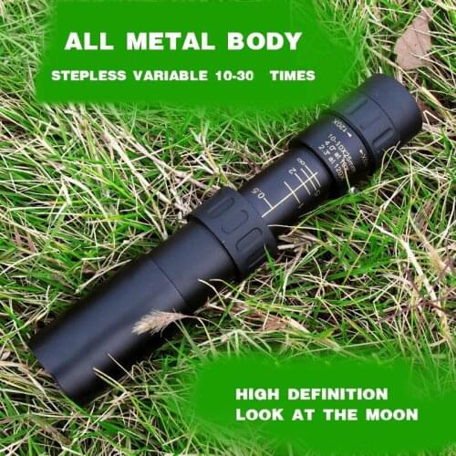 Metal Monocular Telescope 10-30x25 Zoom High Quality Monocular Binoculars Telescope Supports Smartphone with Light Night Vision