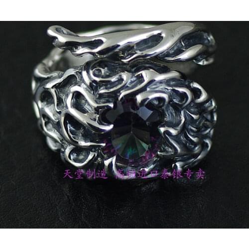 Thailand jewelry fashion 925 sterling silver color restoring ancient ways men ring drill abnormity Thai silver ring