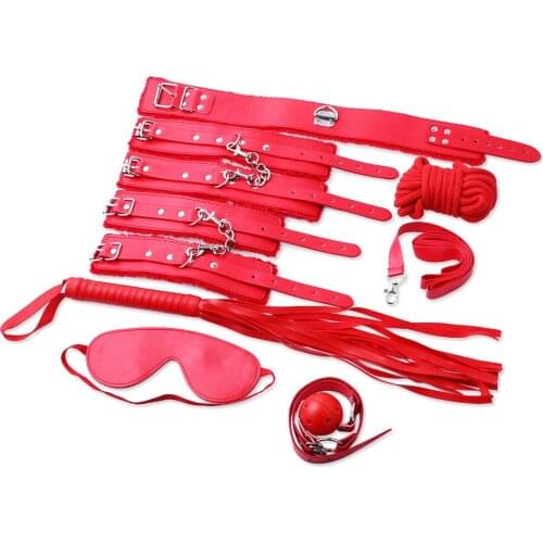7PCS/LOT New Leather bdsm Bondage Set Restraints Adult Games Woman Slave Game SM Sexy Erotic Toys Handcuff Sex Toys For Couples