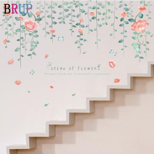 Nordic Style Flower Vines Wall Stickers for Living Room Kids Room Wedding Wall Decal Baby Nursery Murals Wall Decor Poster Mural
