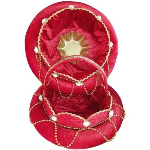 HENNA NIGHT TRAYS - HENNA NIGHT TRAY AND BASKET 2-RED HENNA TRAY SET-VELVET RED TRAY-HENNA NIGHT KINA BASKET SET