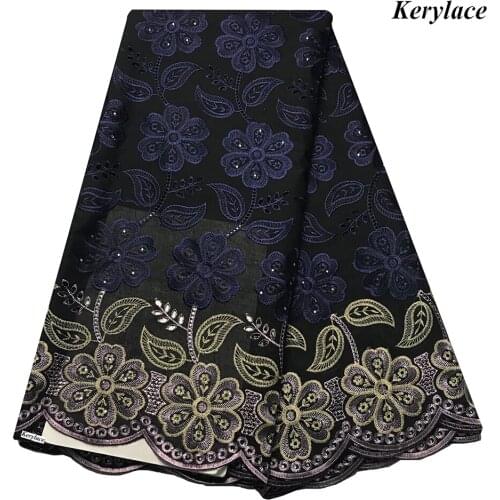 2020 latest embroidered swiss lace fabric in switzerland african lace fabric swiss cloth nigerian wedding dress 5 Yards KRL-3003