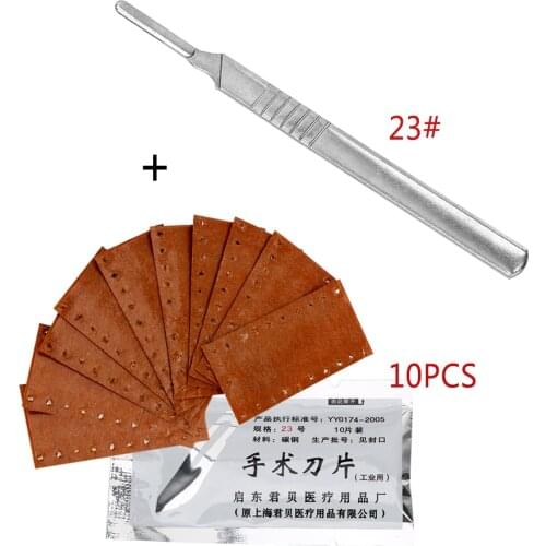 DIYWORK Carving knife 10 Pieces Scalpel Surgical Blades For PCB Circuit Board Stainless Steel 23# 11# with 1 Pieces Handle