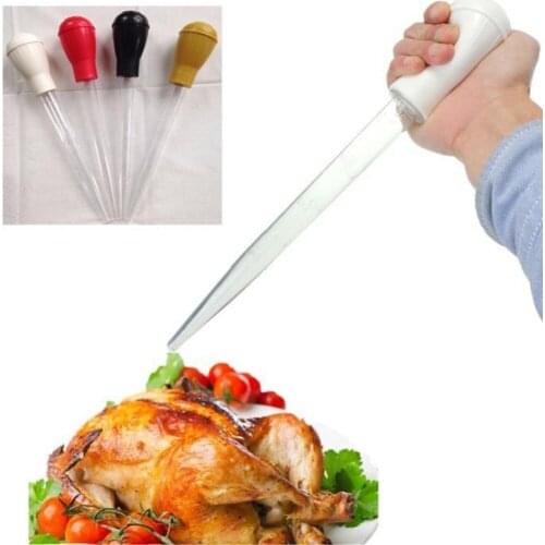 1pc Dropper Pump Pipe Portable Sauce Oil Tube Cooking Pipette with Cleaning Brush Silicone Head Kitchen Barbecue Tool