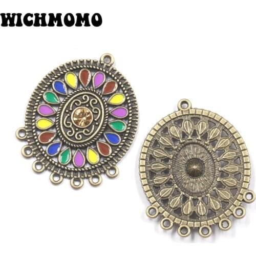 2020 New 5pcs/bag High Quality Zinc Alloy Drop Oil Oval Flowers Connector Charms for DIY Earrings Jewelry Accessories Making