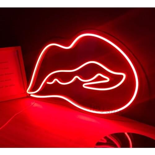 Custom Neon Sign Light Logo Lips 3D Led Flex Transparent Acrylic Plexiglass Letter Board Party Background Decor
