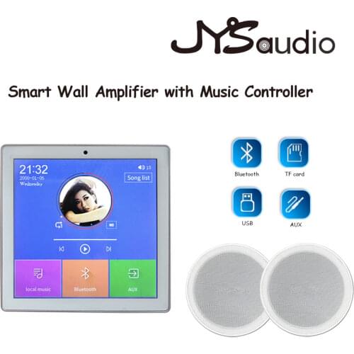 Smart Home Background Music System Ceiling Speaker In-Wall Amplifier Mini Screen Headphone Amplifier Bluetooths Remote Control