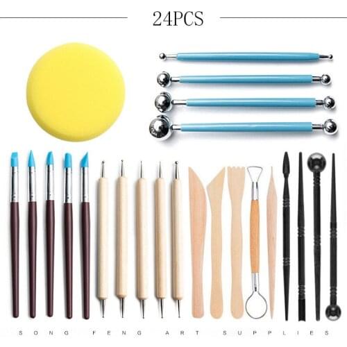 Arts Crafts Clay Sculpting Tools Pottery Carving Tool kit Pottery & Ceramics Ceramics Wooden Handle Modeling Clay Tools