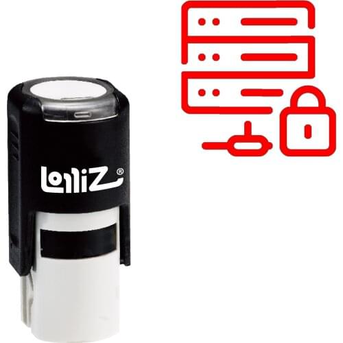 LolliZ Server Lock Self-Inking Rubber Stamp - Modern Symbol Series
