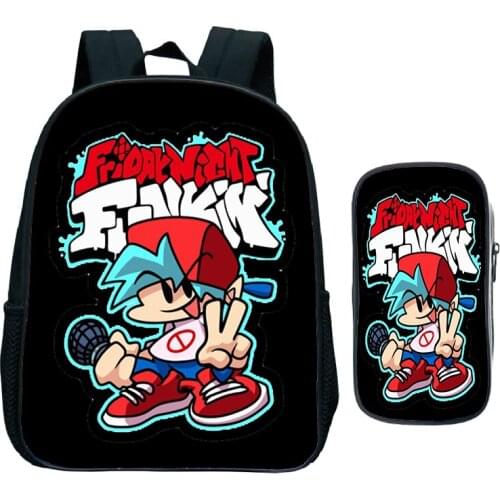 Friday Night Funkin Backpack 2Pcs Set Boys Girls School Bags Mochila Toddler Kids Cartoon Kindergarten Bags Childrens Backpacks